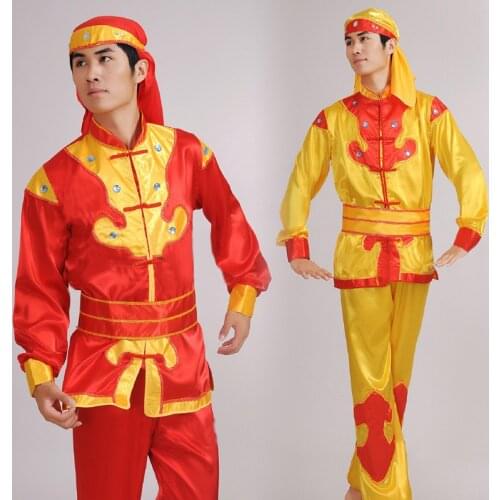 Chinese Male Yangko Costume Male Dragon Dance Clothes Lion Dance Clothing Chinese Folk Costume Waist Drum Dance Costume 18