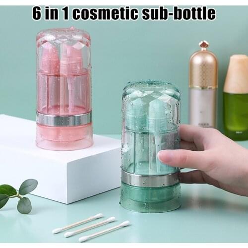 6 in 1 Multifunction Travel Dispenser Shampoo Lotion Shower Gel Dispenser Bottle Portable Cosmetic Container WXV Sale