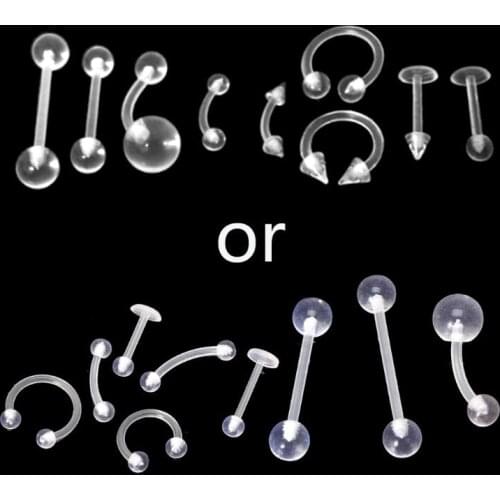 9PCS Transparent Ultraviolet Acrylic Nasal Nail Eyebrow Ring Body Piercing Jewelry Set Multifunctional Body Jewelry