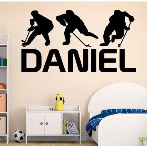 Hockey Vinyl Sticker Handmade A1-066 Hockey Wall Art Custom Name Hockey Decal Hockey Wall Decor Ice Paper Single-piece Package