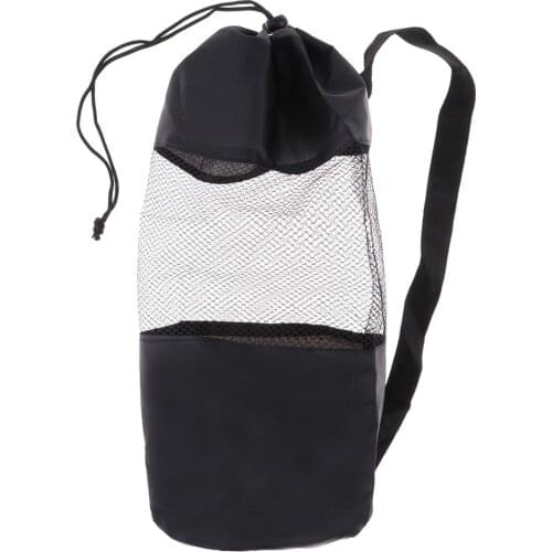 Premium Nylon Mesh Bag with Shoulder Strap Drawstring Closure Lightweight Multifunction Gym Fitness Sports Bag Black Men Women