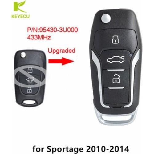 KEYECU Upgraded Flip Remote Car Key Fob 3 Button 433MHz ID46 for KIA Sportage 2010-2014 P/N: 95430-3U000