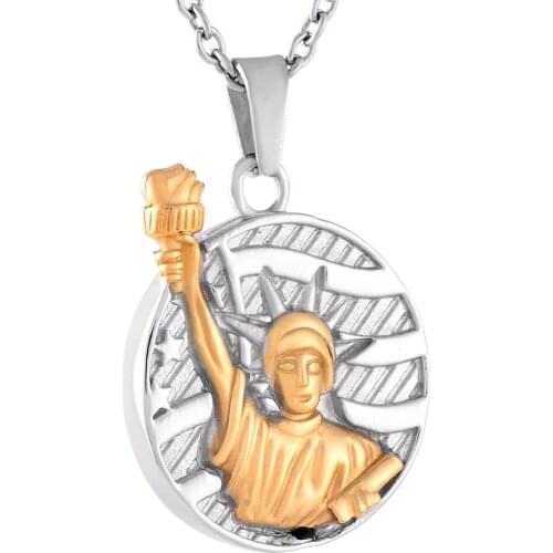 IJD9818 Statue of Liberty Memorial Necklace Stainless Steel Cremation Urn Pendant Necklace Ash Urn Jewelry Keepsake Necklace
