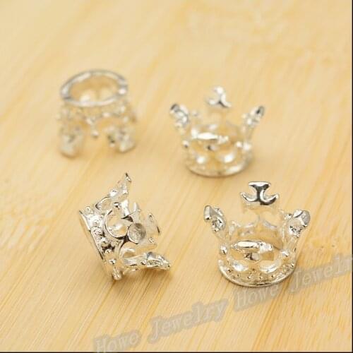 14 pcs quality Bright silver Imperial crown Pendant fit Charm Women 's Fashion Bracelet Necklace DIY Jewelry Findings JC-591