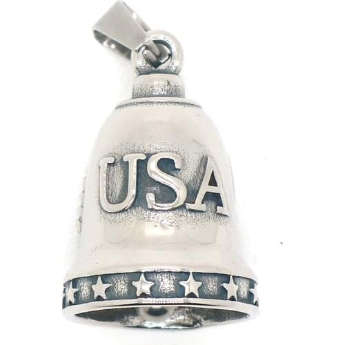 Unisex 316L Stainless Steel Cool USA Flag Star Bell Pendant