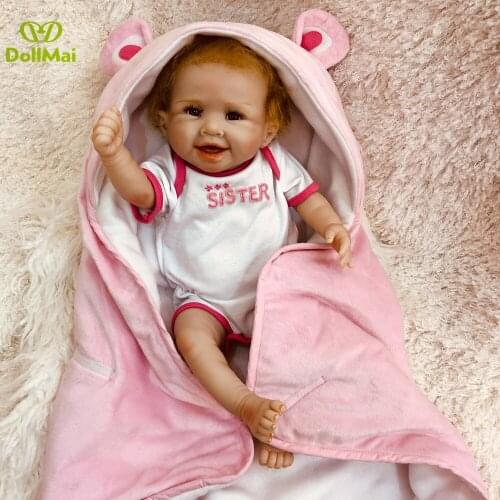 Full silicone reborn baby girl dolls 20"50cm newborn baby dolls gift for child Bebe boneca reborn corpo silicone real aliv doll