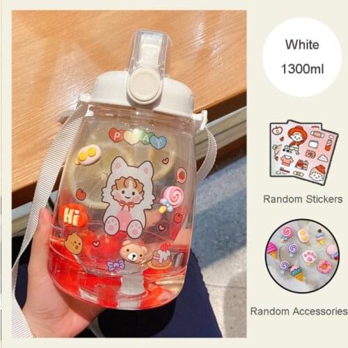 1300ml Large Capacity Water Bottle With Straw Portable Outdoor Water Bottle For Students Eco Friendy Plastic Water Cup Drinkware