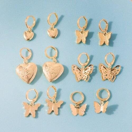 Cute Butterfly Heart Dangle Earring for Women Small Drop Earings Street Style Drop Earring Korean Fashion Jewelry Gifts