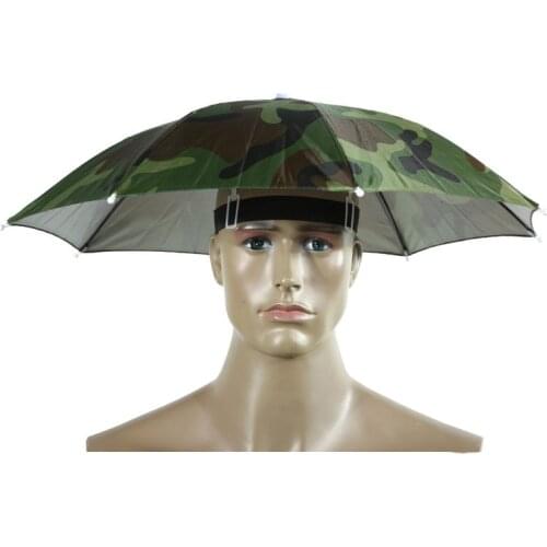 Portable Umbrella Hat Sun Shade Camping Fishing Hiking Golf Beach Headwear Outdoor Brolly Cap for Men Handsfree Umbrella Tackle