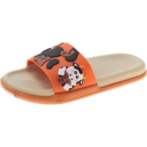 Vanny Factory Store Cow Orange Casual Slippers