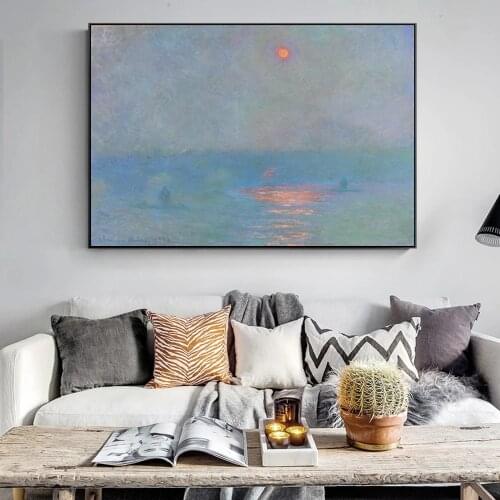 Impression Sunrise Wall Art Canvas Prints By Monet Reproductions Landscape Paintings On The Wall Cuadros Picture For Living Room