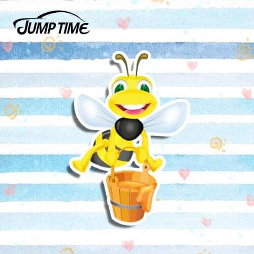 Jump Time 13cm x 8.6cm Car Styling Hardworking Bee Vinyl Decal Car Bumper Trunk Sticker Insect Graphic Waterproof Accessories