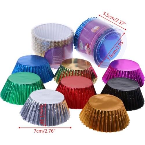 X7AB 100pcs Paper Cupcake Cup Aluminium Foil Muffin Baking Cups Liners Cupcakes Case