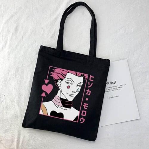 Japanese Hunter x hunter kurapika Anime canvas bag Cartoon print Letter winter large capacity punk Vintage women shoulder bags