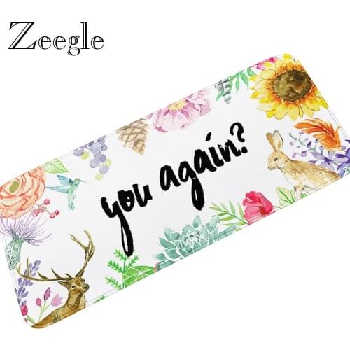 Zeegle Kitchen Long Carpet Anti-slip Living Room Rug Hallway Carpet Absorbent Bathroom Doormat Flannel Soft Bedside Carpet Mat