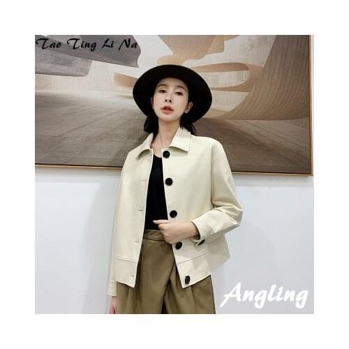 2020 Women Spring Genuine Real Sheep Leather Jacket R4