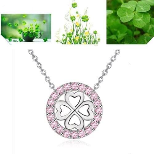 2021 Trendy Cubic Zirconia Clover Pendant Girls Choker Necklace Jewelry Fashion Silver Plated Clavicle Necklaces Women Bijou