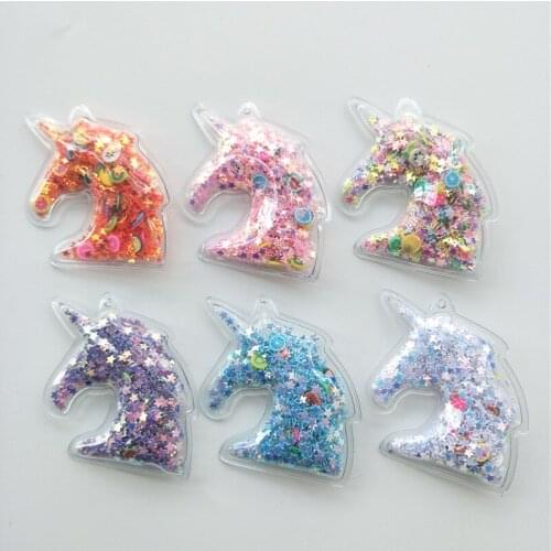 12pcs/lot 4*5cm bling bling sequin Quicksand Unicorn Patches Appliques for Girls DIY hairband Accessories
