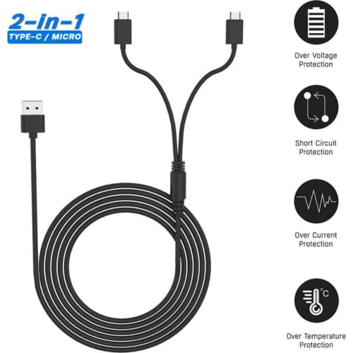 3m 2 in 1 Micro USB Type C Cable For PS5/XSX/NS Handle Cable Tipo C Fast Charger Cord USB C Cable Mobile Phone Accessories