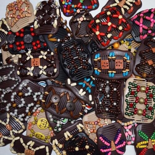 30 pcs/lot mix Free Shipping elegant magic Hair Combs wooden Beaded Hair Clips bridal accessories