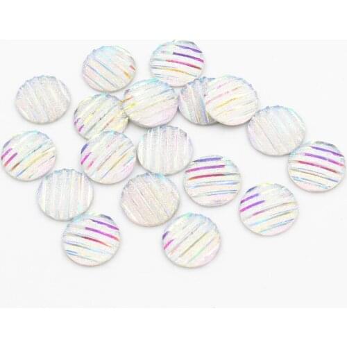 New Fashion 40pcs 12mm Transparent AB Scrub Stripe Horizontal line Flat back Resin Cabochon For Bracelet Earrings accessories