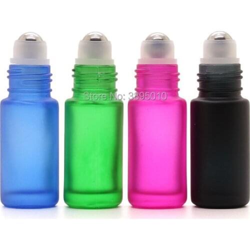 5ml Frosted Glass Roll On Bottle Perfume Roller Bottle Essential Oil Bottle with Metal Ball Glass Ball F688