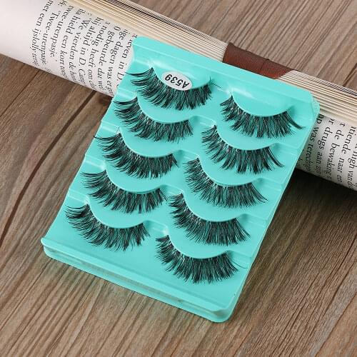 5 Pairs Stunning Makeup Handmade Messy Cross Natural False Eyelashes Eye Lashes Extension Tools
