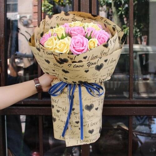 50*70cm 10pc VINTAGE Kraft English Love Flower Wrapping Origami Craft Paper Manual Gift Packing Paper Florist Material Newspaper