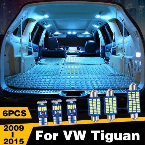 6pcs Car LED Lights Interior Dome Reading Trunk Lamp For Volkswagen VW Tiguan 2009 2010 2011 2012 2013 2014 2015 Accessories