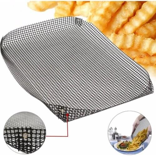 Non-stick Oven Mesh Chips Baking Tray Reusable Basket Grilling Pan Crisper, Allows hot air to circulate giving your oven chips