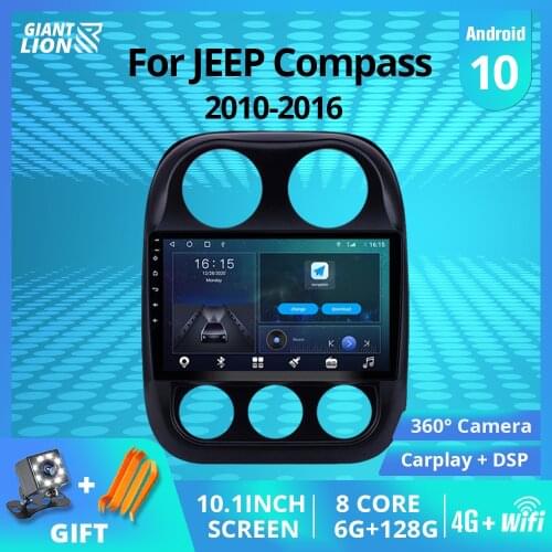 2DIN Android 10.0 Car Radio For JEEP Compass 2010-2016 GPS Navigation Stereo Receiver Auto Radio DSP Car Multimedia Player IGO