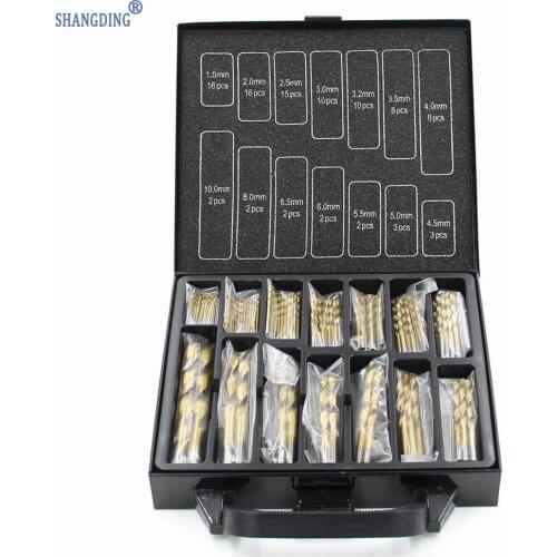 Free shipping Iron Box packing 99PCS HSS Twist Drill Bits Set 1.5-10mm Titanium Coated Surface 118 Degree For Drilling Metal
