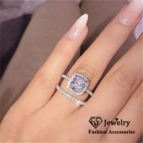 CC Sets Rings For Women S925 Silver Couple Cubic Zirconia Set Ring Bridal Wedding Engagement Fine Jewelry Drop Shipping CC2384