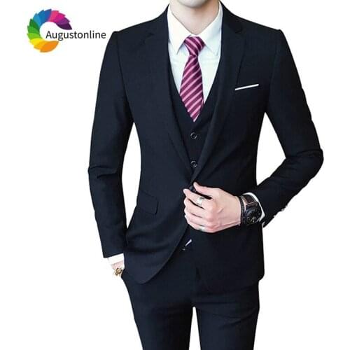 Black Men Suits For Wedding Business Suit Bridegroom Groom Tuxedo Slim Fit Casual Best Man Blazer Traje Hombre Jacket+Pants+Vest
