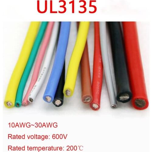 Colourful UL3135 Silicone Rubber Cable Electronic Wire 10AWG~30AWG Tin-plated Copper Wire Flexible Heat-resistant