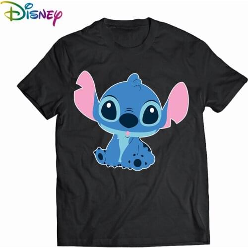 Disney Lilo Stitch Cartoon T-shirts Tops for Women Lady S-2XL Summer Female T-shirts White O-neck Ohana Stitch Hot Tees T-shirts