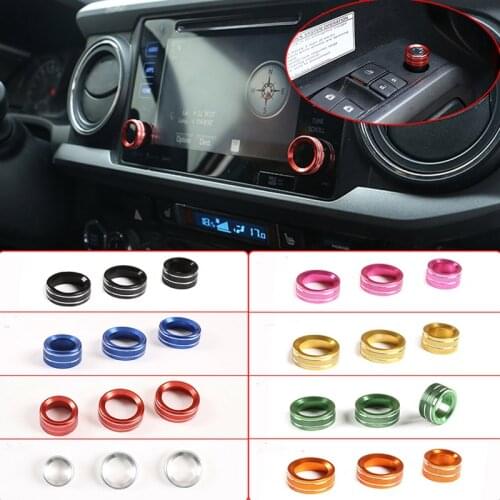 For Toyota Tacoma 2016-19 Aluminum Alloy Car Rearview Mirror Adjustment knob Cover And Volume Knob Cover Interior Accessories