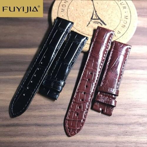 FUYIJIA Soft Genuine Alligator Watchbands Men Women Watchband Top Brand Strap 18MM 19MM 20MM 21MM 22MM Crocodile Leather Belt 16