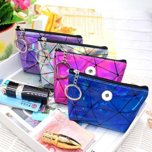 PU Leather 18mm Snap Button jewelry Coin Purses Small-Wallets Money-Bags For girls gift QB5115