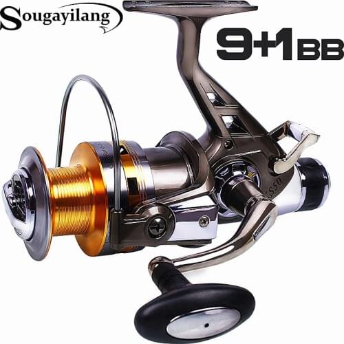 Sougayilang 3000-8000 Spinning Reels Double Drag Machined Aluninium Spool Carp Fishing Wheel 10BB Left Right Bait Runner Reel
