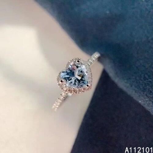 KJJEAXCMY fine jewelry S925 sterling silver inlaid natural Aquamarine new girl popular ring support test Chinese style