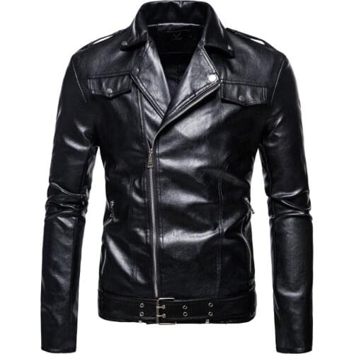 Classic Black Motorcycle Leather Jackets Coats Men Autumn Fashion PU Leather Jacket Mens Coat Brand Clothing Outwear Fad New
