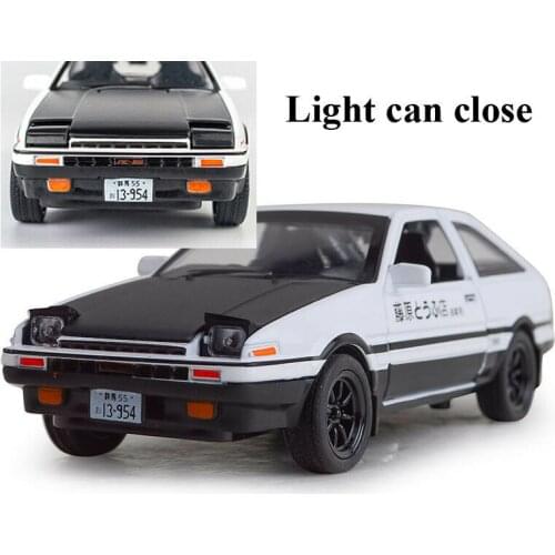 4 Colors 1/32 Alloy Diecast Initial D AE86 Car Model Pull Back with Sound & Light Toys Gift Kids Toys Collectible