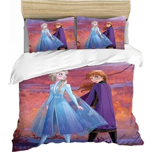 Home Textile Disney Animation Anna Elsa Patterned Bedding Set Comfortable Duvet Quilt Cover Pillowcase Girls Bedroom Decor