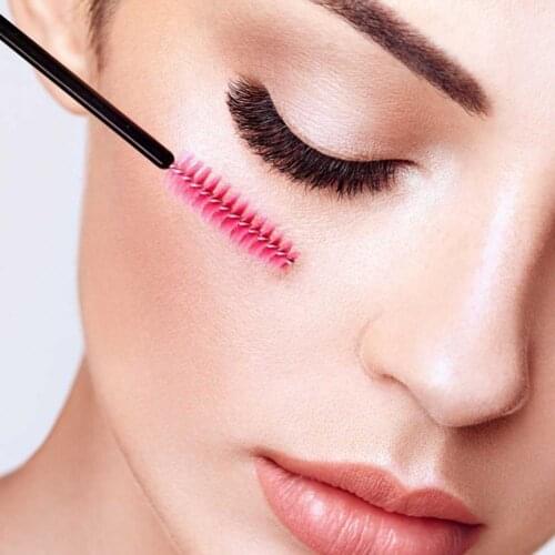 50Pcs/Bag Eyelash Tool Easy to Use Disposable Plastic Eyebrow Soft Bristles Cosmestic Brush Wand for Daily Use Makeup Tools