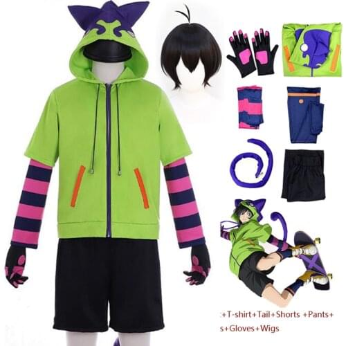 SK8 the Infinity Anime Miya Chinen Cosplay Hooded Zipper Costume Short Wig Hoodie Jacket Tail Gloves Party Outfits SK Eight Suit