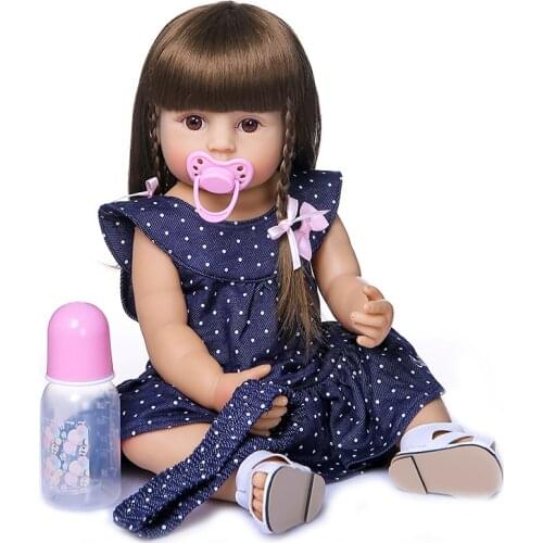 Bebe dolls 55CM reborn baby toddler gir very soft full body silicone doll bath toy best gift for chidren