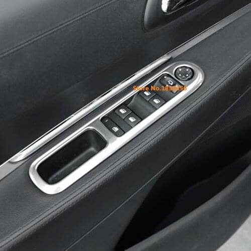 Hot For Peugeot 3008 2013 2014 2015 car ABS chrome inside inner door Window glass switch panel cover trim frame molding 4pcs