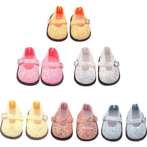 Fashion Shiny Sequin Shoes Fit 18 Inch American & 43 Cm Baby New Born Doll Accessories Generation Girls Toy