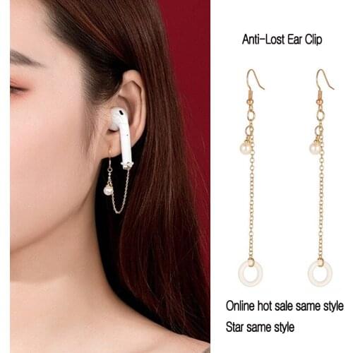 Fashion Stars Sports Anti-Lost Ear Clip Pearl Anti-fall Bluetooth Wireless Bluetooth Earphone Holders Women Earrings for Airpods